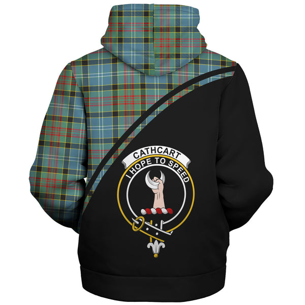 Scottish Cathcart Clan Crest Tartan Curve Sherpa Hoodie Front Side Tartan Plaid