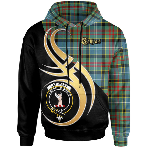 Scottish Cathcart Clan Crest Tartan Hoodie - Believe In Me Front Side Tartan Plaid