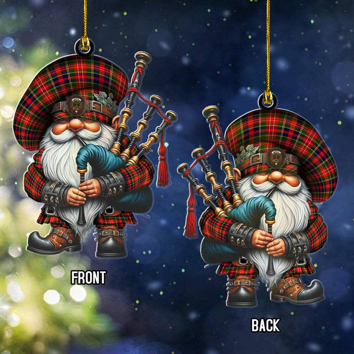 Scottish Christie Clan Crest Tartan Bagpiper Gnome Ornament Tartan Plaid 2.jpg