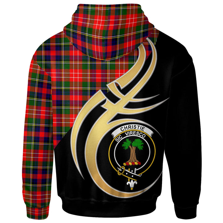 Scottish Christie Clan Crest Tartan Hoodie - Believe In Me Back Side Tartan Plaid