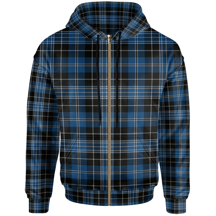 Scottish Clergy Blue Clan Tartan Hoodie Zip Tartan Plaid