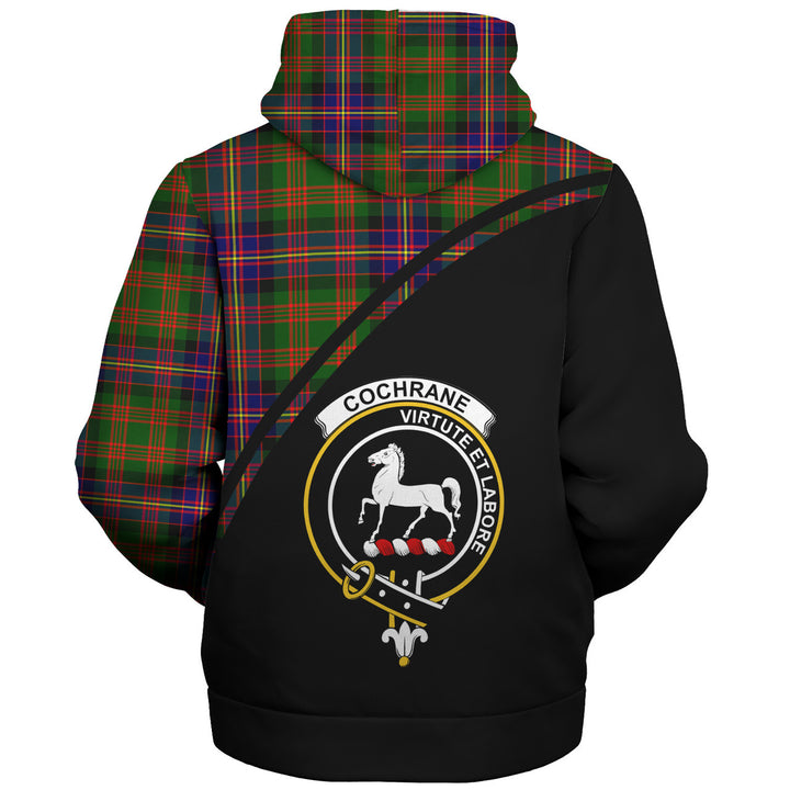 Scottish Cochrane Clan Crest Tartan Curve Sherpa Hoodie Front Side Tartan Plaid
