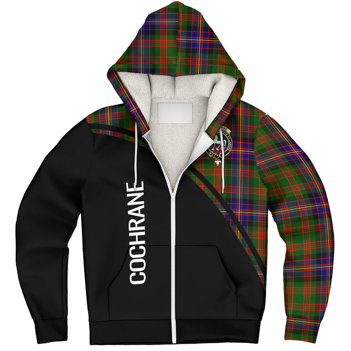 Scottish Cochrane Clan Crest Tartan Curve Sherpa Hoodie Tartan Plaid