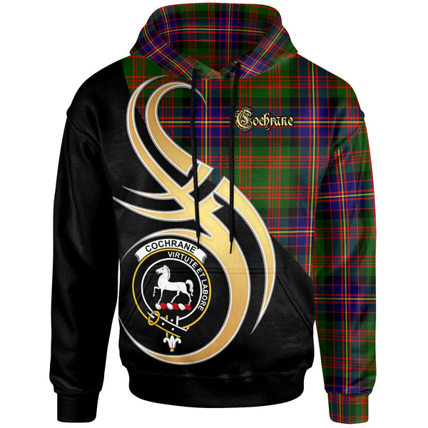Scottish Cochrane Clan Crest Tartan Hoodie - Believe In Me Front Side Tartan Plaid
