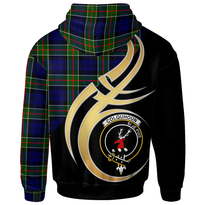 Scottish Colquhoun Clan Crest Tartan Hoodie - Believe In Me Back Side Tartan Plaid