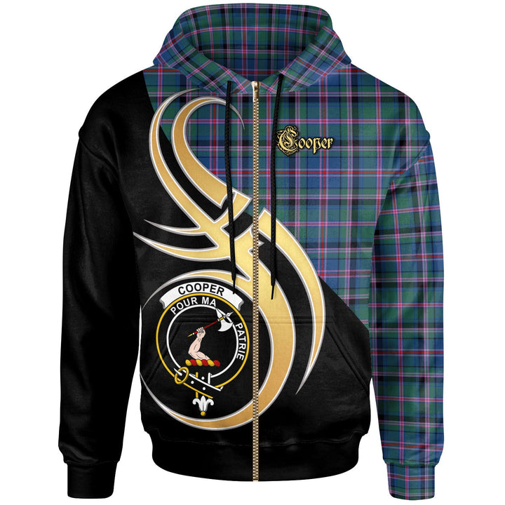 Scottish Cooper Clan Crest Tartan Hoodie - Believe In Me Zip-up Tartan Plaid