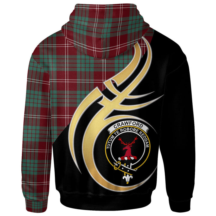 Scottish Crawford Clan Crest Tartan Hoodie - Believe In Me Back Side Tartan Plaid