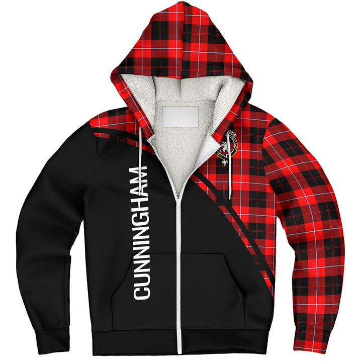 Scottish Cunningham Clan Crest Tartan Curve Sherpa Hoodie Tartan Plaid