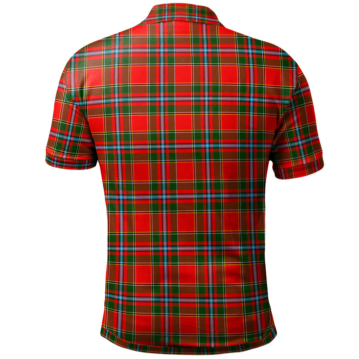 Scottish Drummond Clan Crest Tartan Polo Shirt Back Side Tartan Plaid