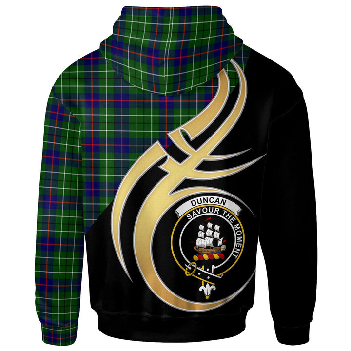 Scottish Duncan Clan Crest Tartan Hoodie - Believe In Me Back Side Tartan Plaid