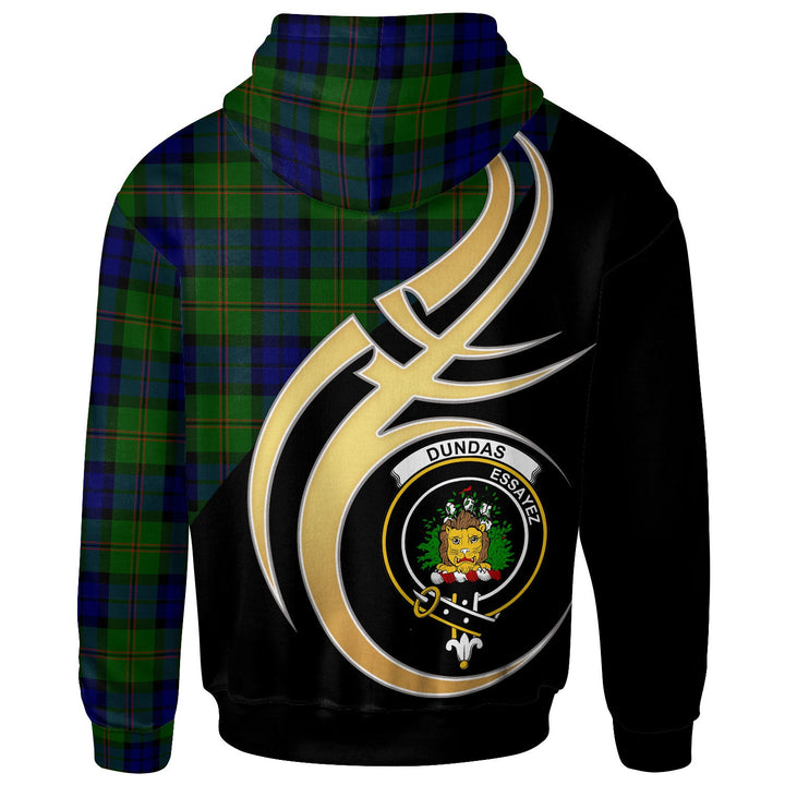 Scottish Dundas Clan Crest Tartan Hoodie - Believe In Me Back Side Tartan Plaid