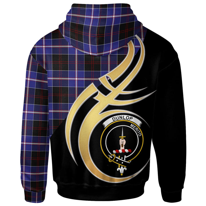Scottish Dunlop Clan Crest Tartan Hoodie - Believe In Me Back Side Tartan Plaid