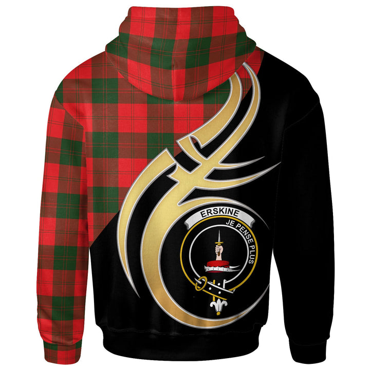 Scottish Erskine Clan Crest Tartan Hoodie - Believe In Me Back Side Tartan Plaid