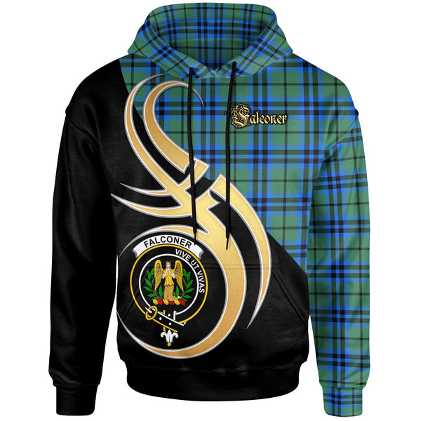 Scottish Falconer Clan Crest Tartan Hoodie - Believe In Me Front Side Tartan Plaid