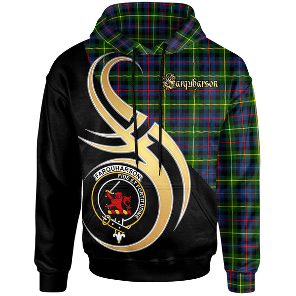 Scottish Farquharson Clan Crest Tartan Hoodie - Believe In Me Front Side Tartan Plaid
