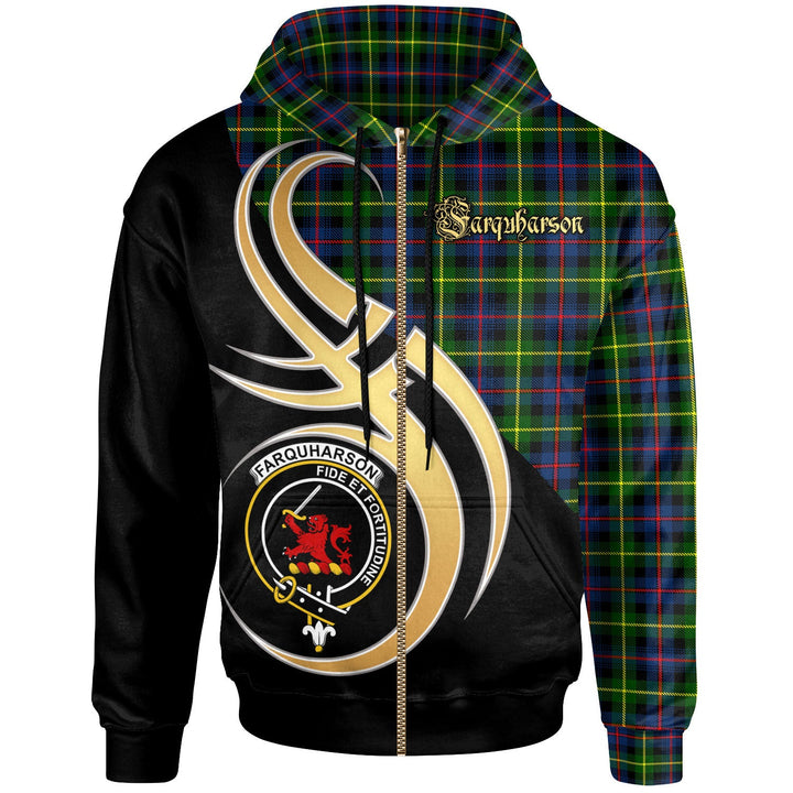 Scottish Farquharson Clan Crest Tartan Hoodie - Believe In Me Zip-up Tartan Plaid