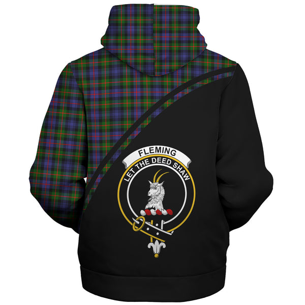 Scottish Fleming Clan Crest Tartan Curve Sherpa Hoodie Front Side Tartan Plaid