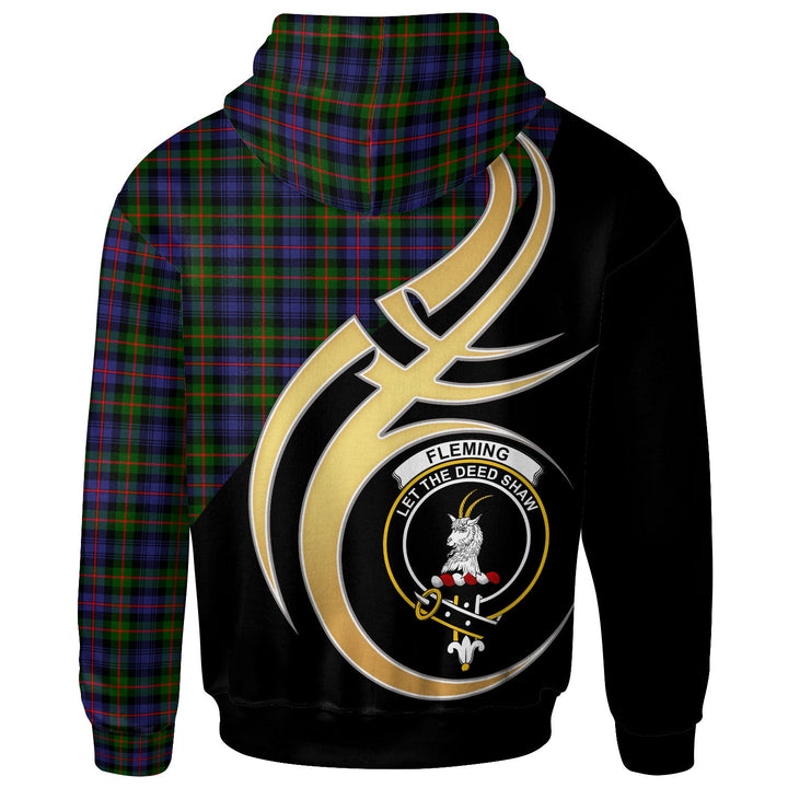 Scottish Fleming Clan Crest Tartan Hoodie - Believe In Me Back Side Tartan Plaid