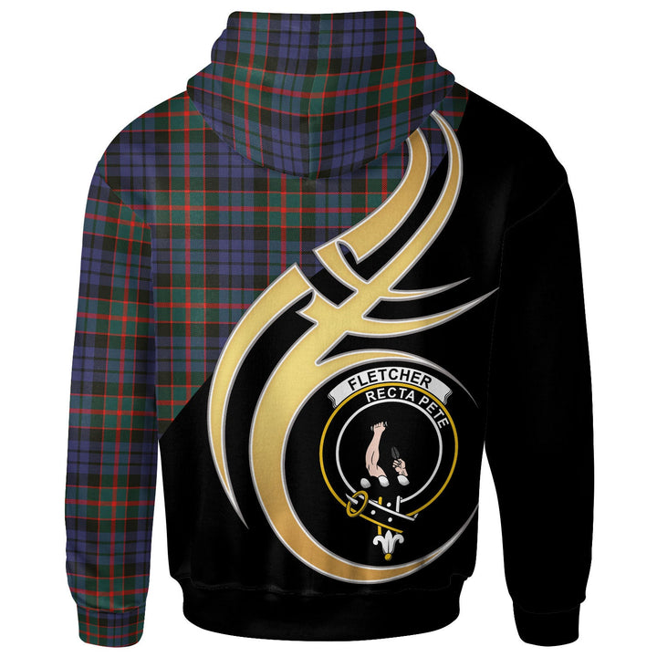 Scottish Fletcher Clan Crest Tartan Hoodie - Believe In Me Back Side Tartan Plaid