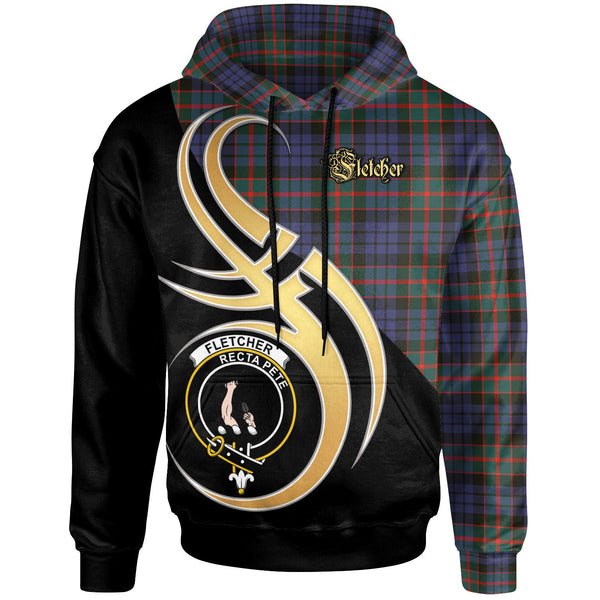 Scottish Fletcher Clan Crest Tartan Hoodie - Believe In Me Front Side Tartan Plaid