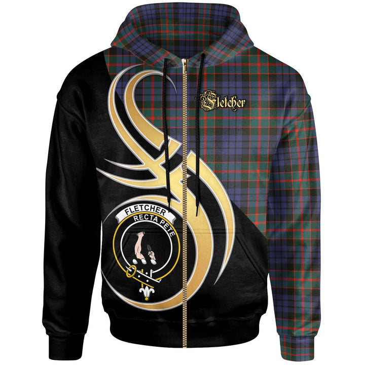 Scottish Fletcher Clan Crest Tartan Hoodie - Believe In Me Zip-up Tartan Plaid