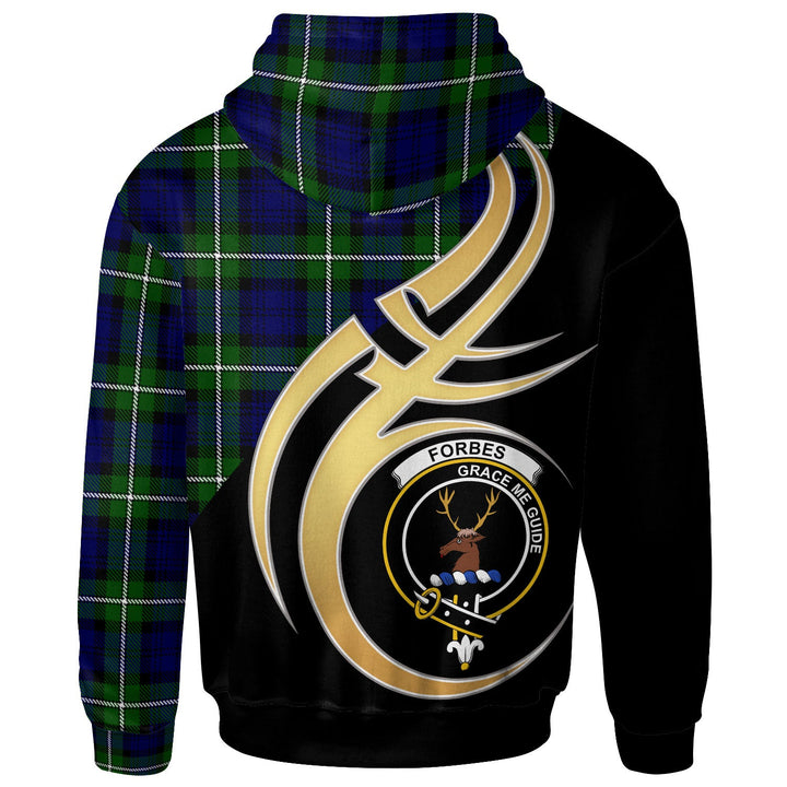 Scottish Forbes Clan Crest Tartan Hoodie - Believe In Me Back Side Tartan Plaid