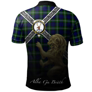 Scottish Forbes Modern Clan Crest Tartan Polo Shirt - Celtic with Scotland Lion Back Side Tartan Plaid