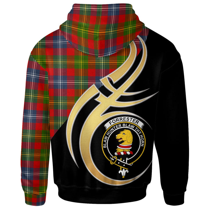 Scottish Forrester Clan Crest Tartan Hoodie - Believe In Me Back Side Tartan Plaid