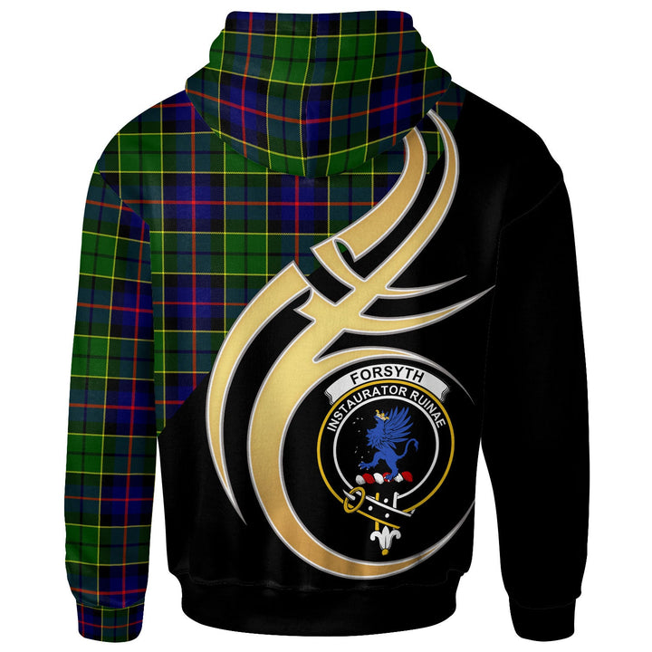 Scottish Forsyth Clan Crest Tartan Hoodie - Believe In Me Back Side Tartan Plaid