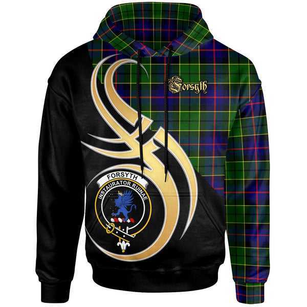 Scottish Forsyth Clan Crest Tartan Hoodie - Believe In Me Front Side Tartan Plaid