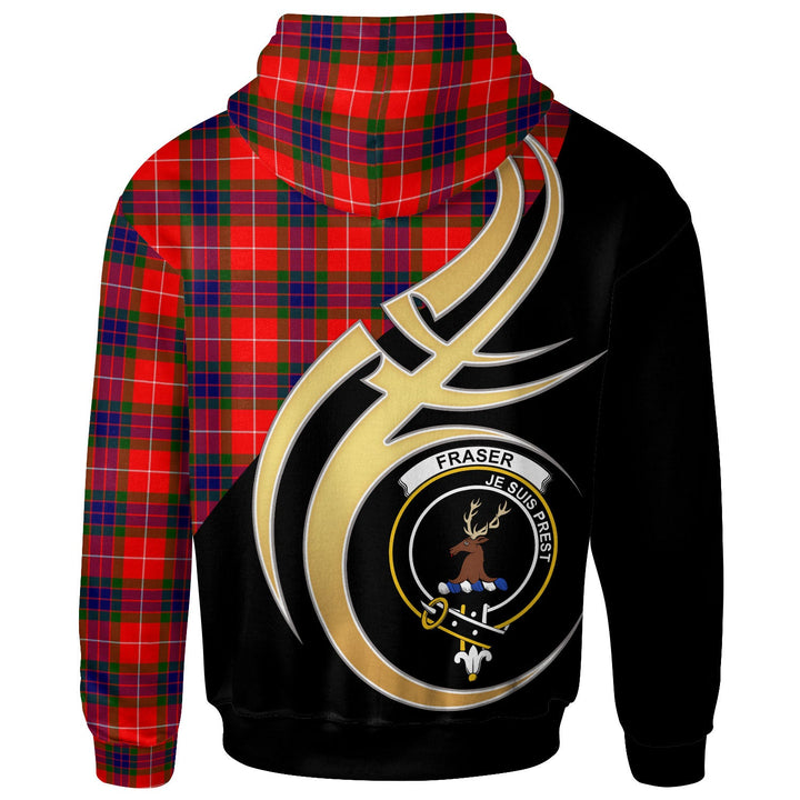 Scottish Fraser Clan Crest Tartan Hoodie - Believe In Me Back Side Tartan Plaid