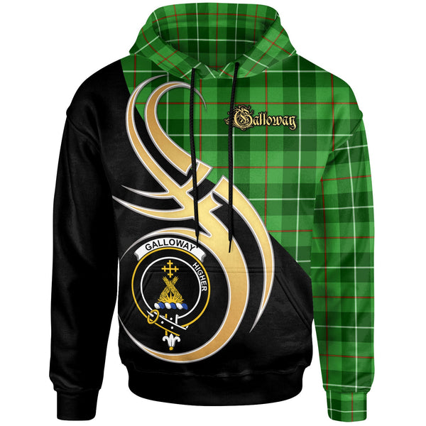 Scottish Galloway Clan Crest Tartan Hoodie - Believe In Me Front Side Tartan Plaid