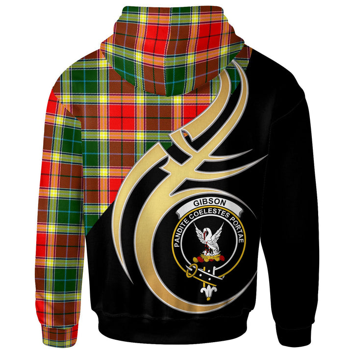 Scottish Gibson Clan Crest Tartan Hoodie - Believe In Me Back Side Tartan Plaid