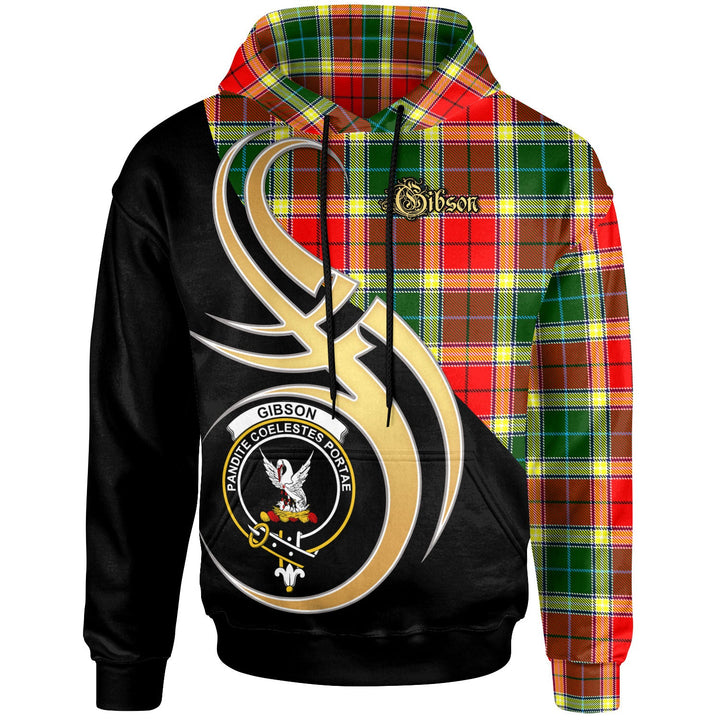 Scottish Gibson Clan Crest Tartan Hoodie - Believe In Me Front Side Tartan Plaid