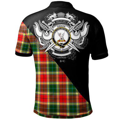 Scottish Cunningham Dress Green Dancers Clan Crest Tartan Polo Shirt - Military Logo Back Side Tartan Plaid