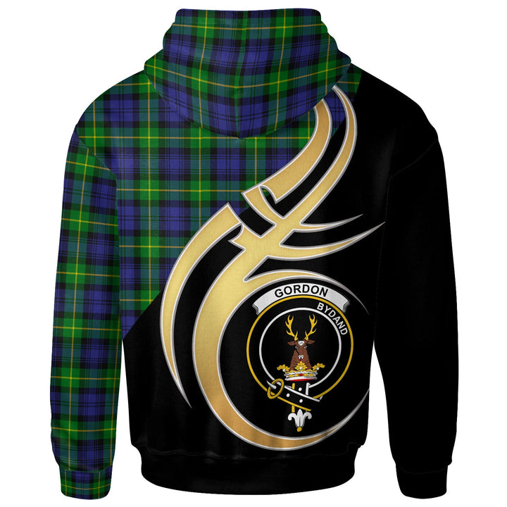 Scottish Gordon Clan Crest Tartan Hoodie - Believe In Me Back Side Tartan Plaid