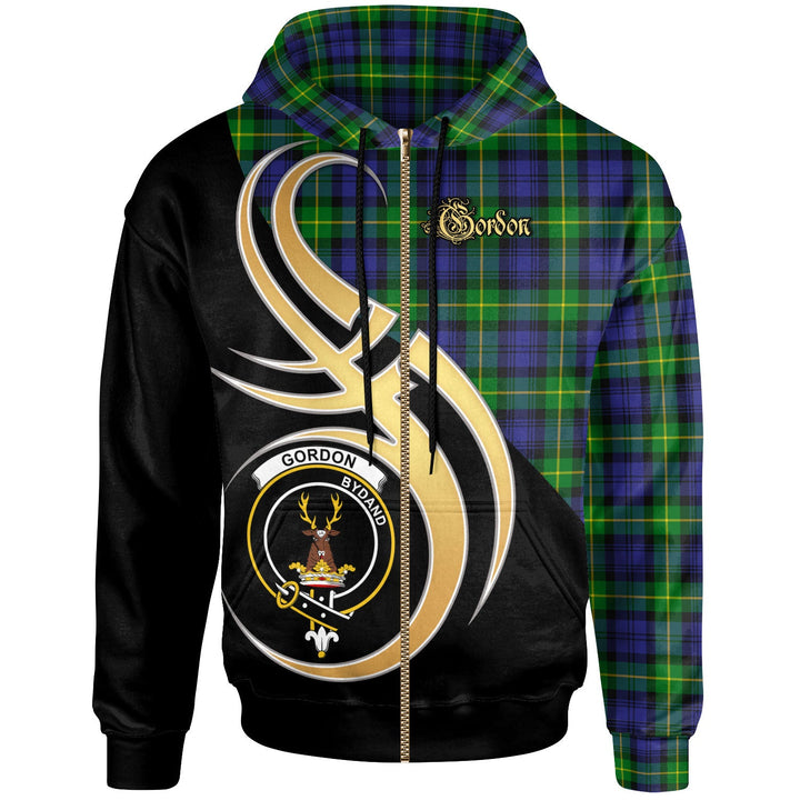 Scottish Gordon Clan Crest Tartan Hoodie - Believe In Me Zip-up Tartan Plaid