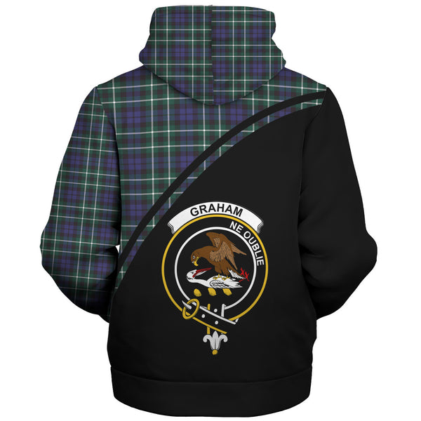 Scottish Graham Clan Crest Tartan Curve Sherpa Hoodie Front Side Tartan Plaid