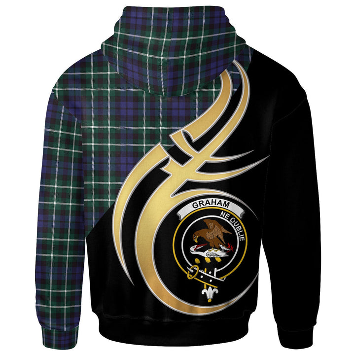 Scottish Graham Clan Crest Tartan Hoodie - Believe In Me Back Side Tartan Plaid