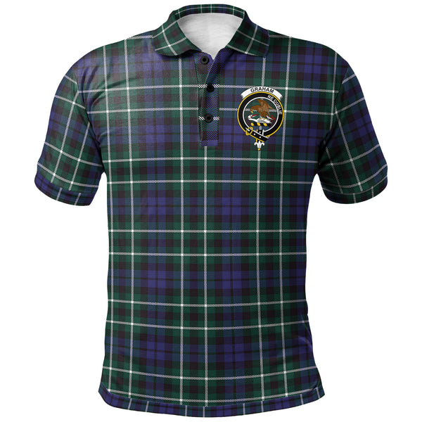 Scottish Graham Clan Crest Tartan Polo Shirt Front Side Tartan Plaid