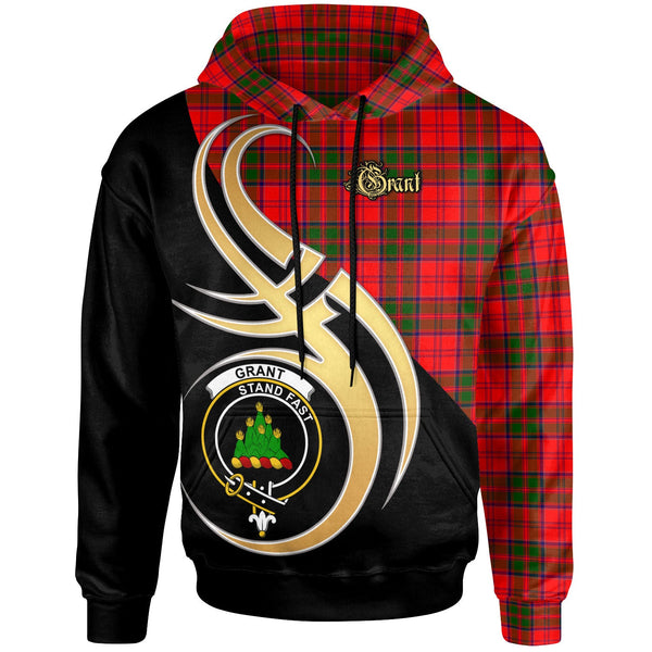 Scottish Grant Clan Crest Tartan Hoodie - Believe In Me Front Side Tartan Plaid