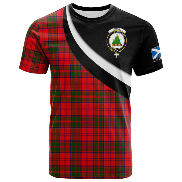 Scottish Grant Clan Crest Tartan T-Shirt - Scotland Forever Style Front Side Tartan Plaid