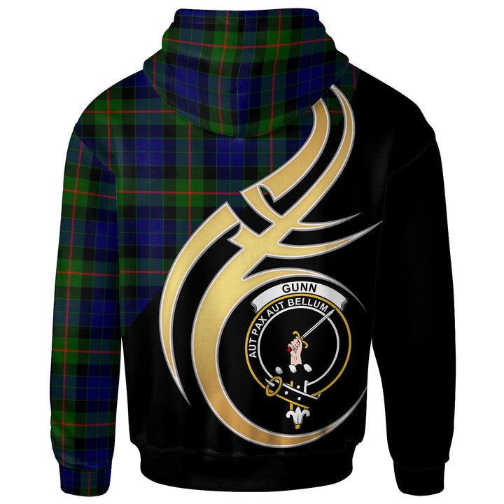 Scottish Gunn Clan Crest Tartan Hoodie - Believe In Me Back Side Tartan Plaid