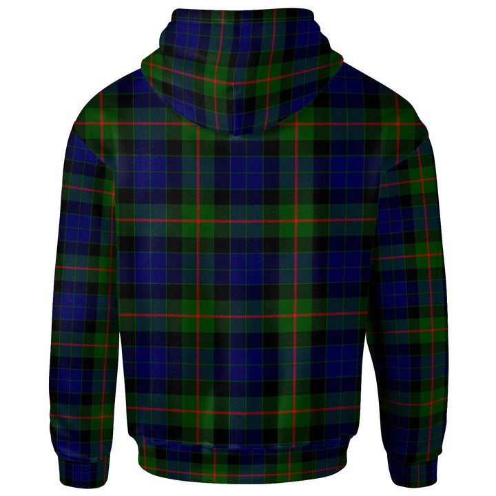 Scottish Gunn Clan Crest Tartan Hoodie Back Side Tartan Plaid