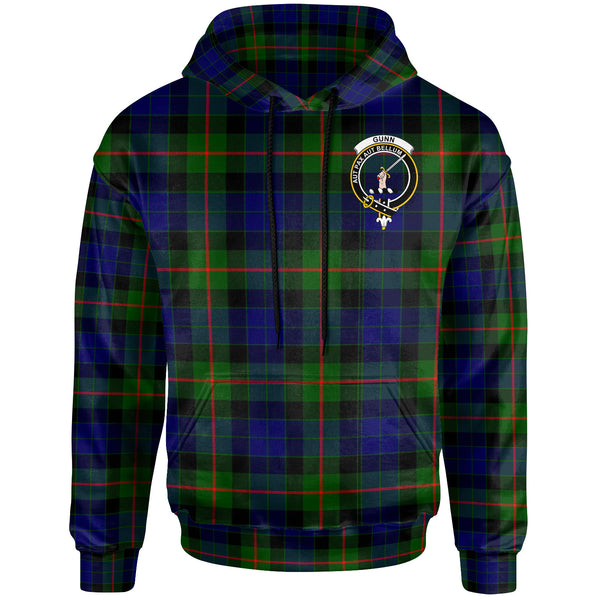 Scottish Gunn Clan Crest Tartan Hoodie Front Side Tartan Plaid