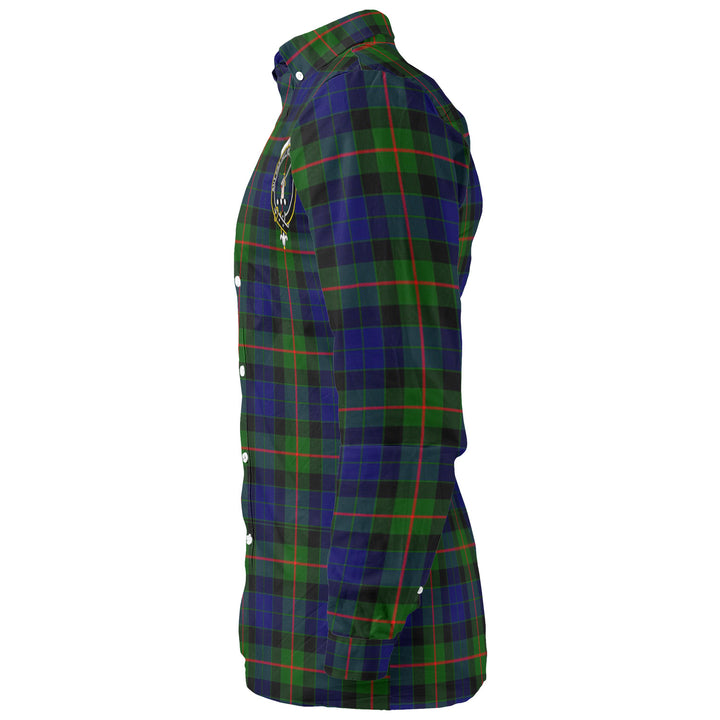 Scottish Gunn Clan Crest Tartan Long Sleeve Shirt Back Side Tartan Plaid