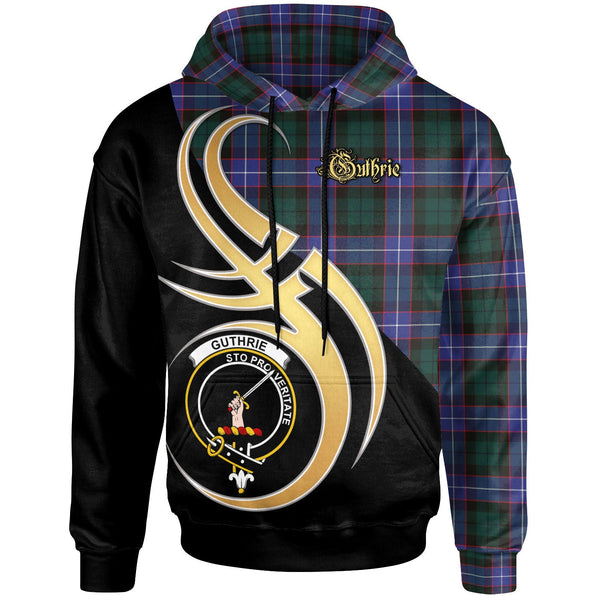 Scottish Guthrie Clan Crest Tartan Hoodie - Believe In Me Front Side Tartan Plaid