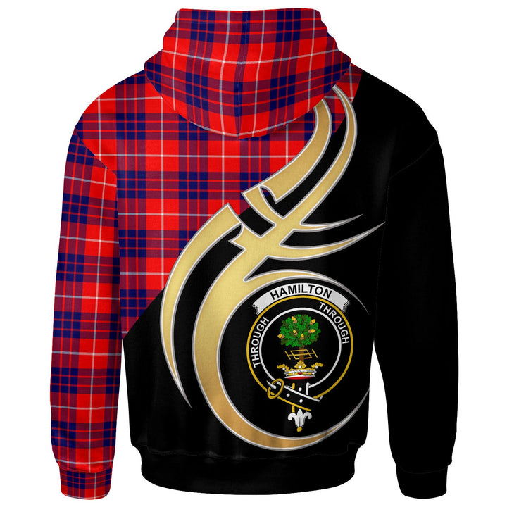 Scottish Hamilton Clan Crest Tartan Hoodie - Believe In Me Back Side Tartan Plaid