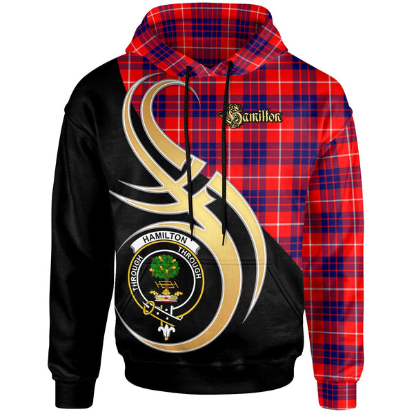 Scottish Hamilton Clan Crest Tartan Hoodie - Believe In Me Front Side Tartan Plaid