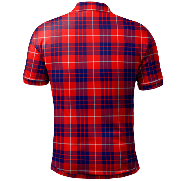 Scottish Hamilton Clan Crest Tartan Polo Shirt Back Side Tartan Plaid